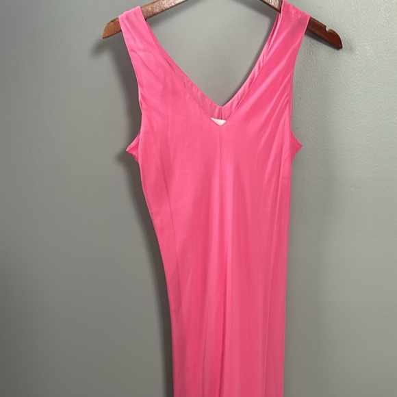 Marian Clayden Pink Chiffon with Silk Lining Maxi body wrapping tank top dress L - Picture 14 of 16